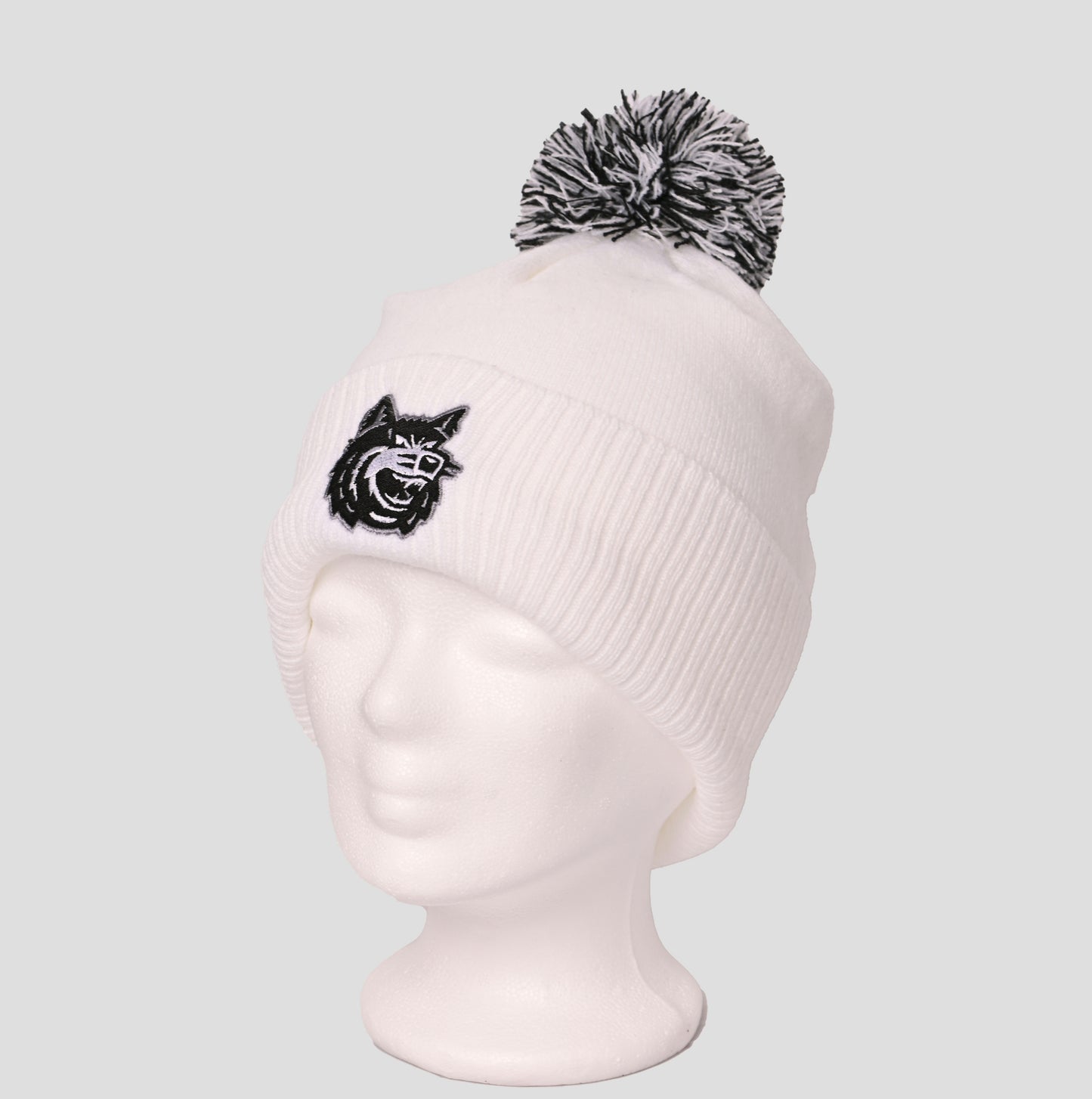 Wollmütze Bommel ~ weiß-schwarz