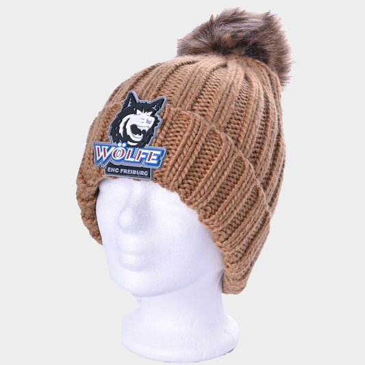 Wollmütze Bommel ~ braun