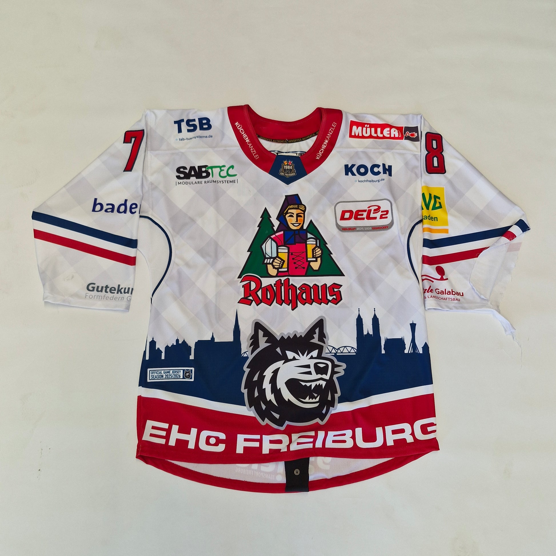 Game-Worn Trikot Auswärts Größe XL #78 Schindler – EHC Freiburg e.V.
