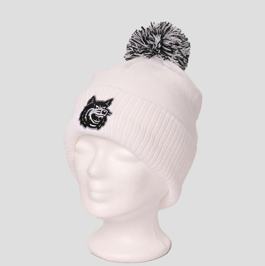 Wollmütze Bommel ~ weiß-schwarz